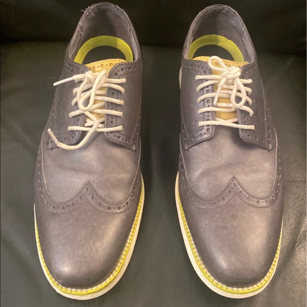 Cole Haan Gray Oxfords with Yellow Accents